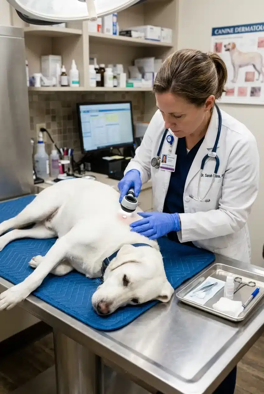 What Are the Solutions for a White Papule on Dog Skin?