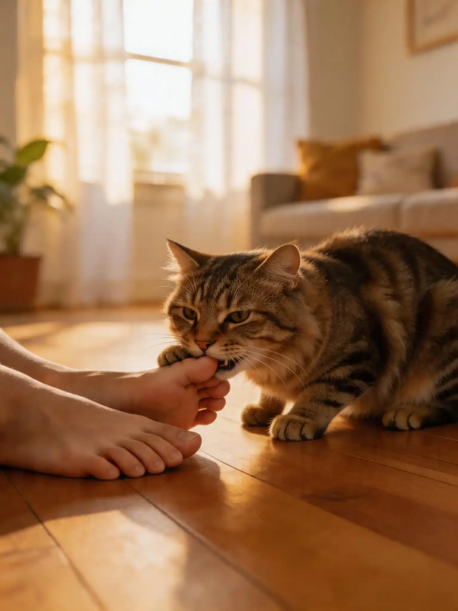 Why Does My Cat Lightly Bite My Bare Toes?