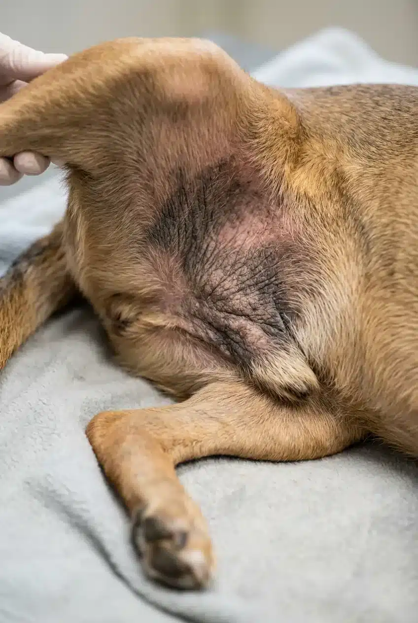 What Are Dark Thickened Skin Patches in Dogs With Chronic Allergies?