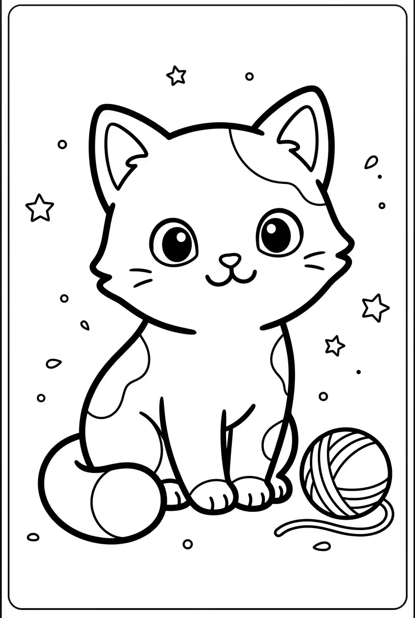 Cute Baby Kitten Coloring Page