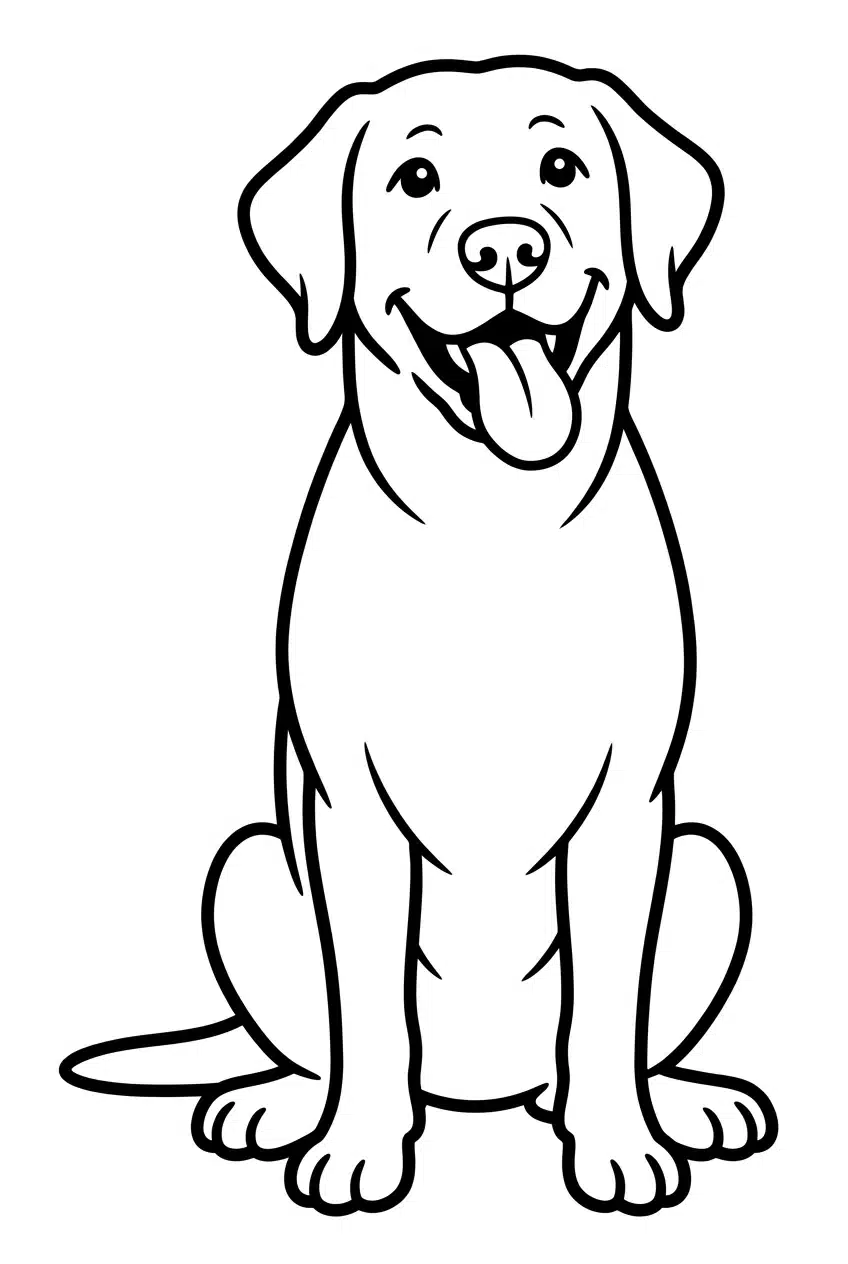 Labrador Retriever Sitting with a Big Smile Coloring Page