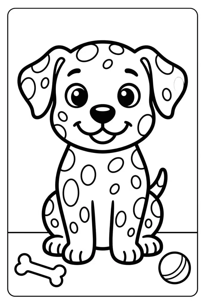 Cute Baby Dalmatian Coloring Page for Toddlers