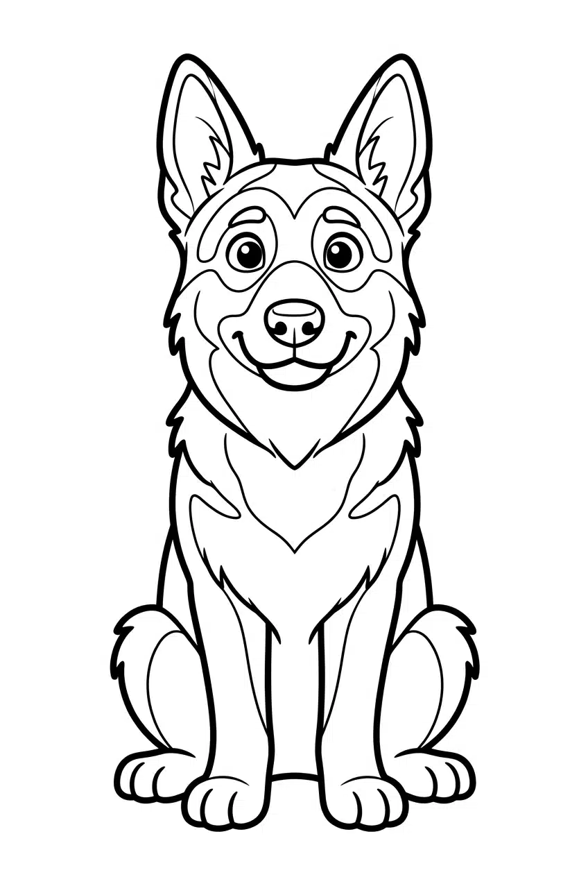 Simple German Shepherd Coloring Page for Beginners