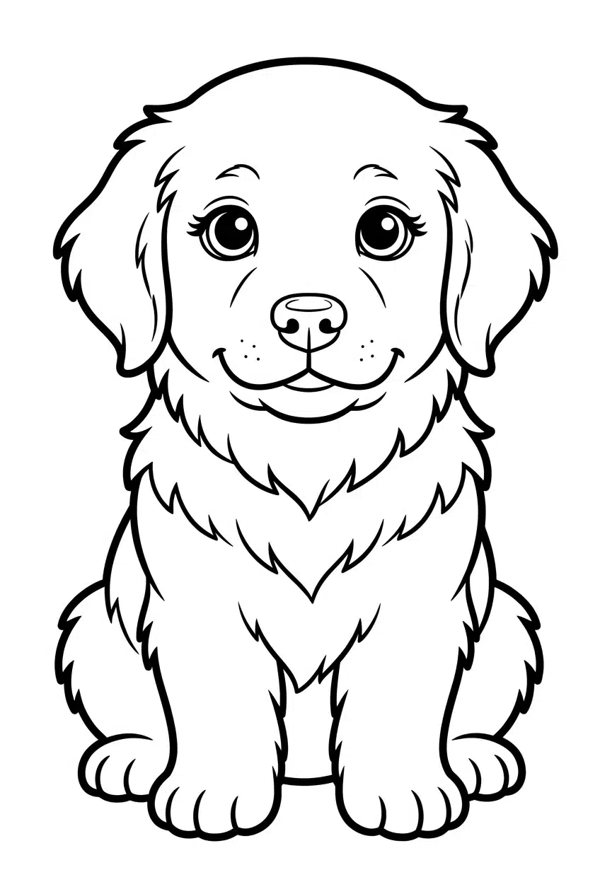 Cute Golden Retriever Puppy Coloring Page