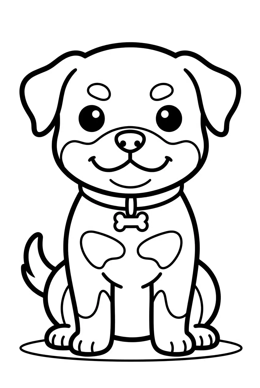 Cute Baby Rottweiler Coloring Page for Toddlers