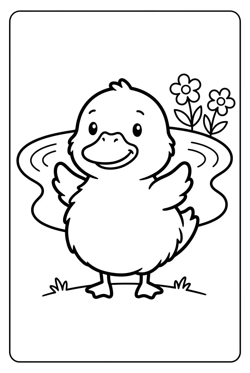 Easy Baby Duck Coloring Page