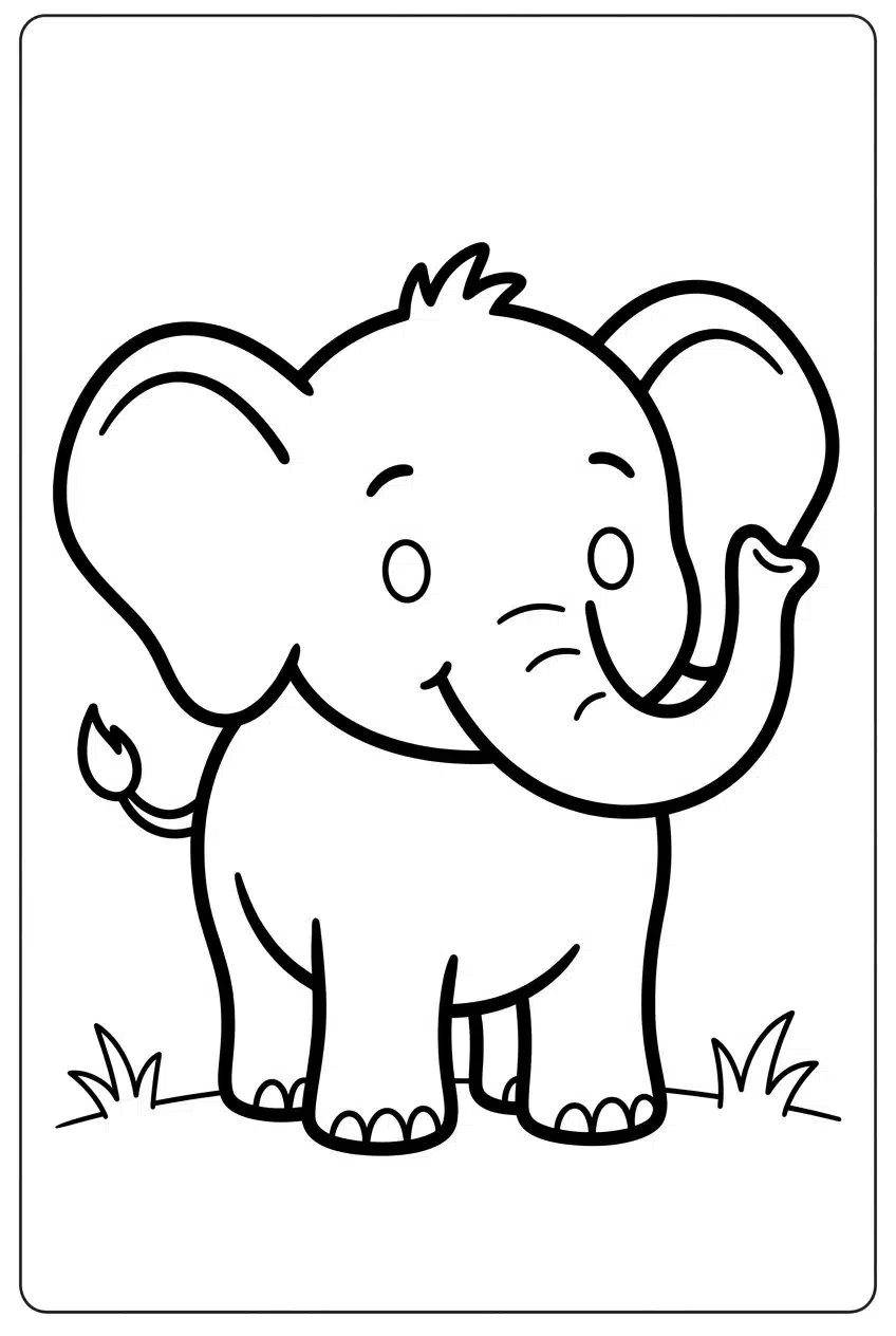 Fun Baby Elephant Coloring Page