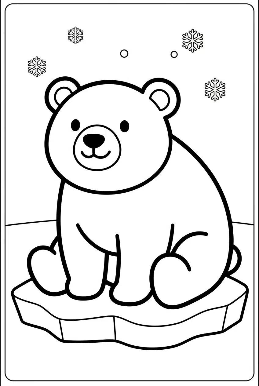 Simple Polar Bear Coloring Page for Kids