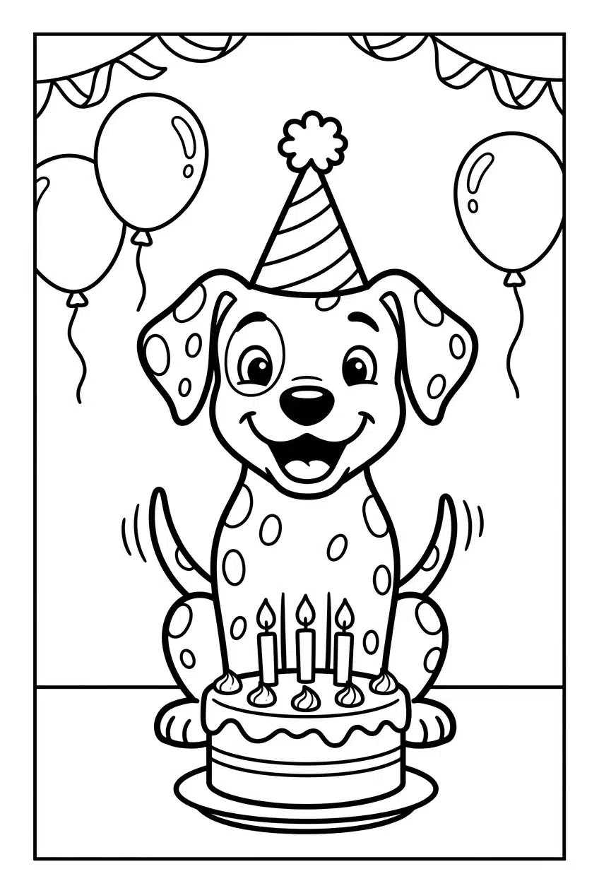 Dalmatian Puppy Birthday Party Coloring Page