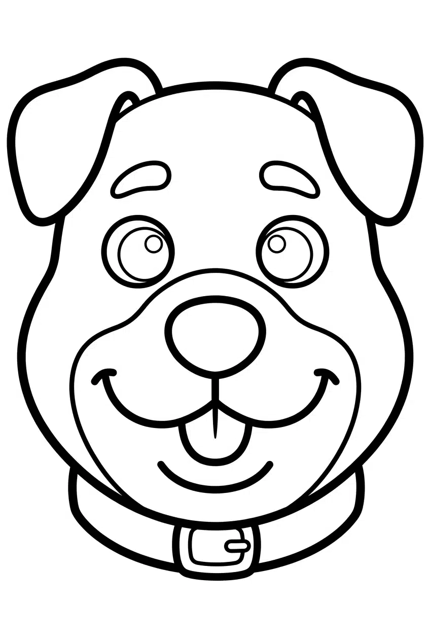Simple Rottweiler Face Close-Up Coloring Sheet