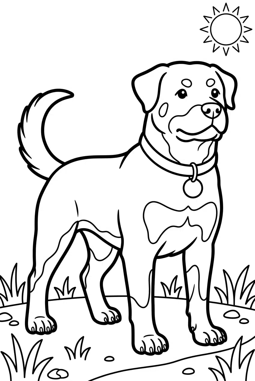 Advanced Rottweiler Coloring Page for Older Kids