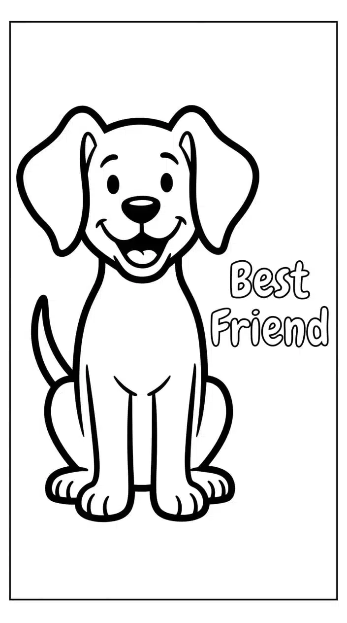Dog Quote Coloring Pages That Celebrate Furry Best Friends 1 Dog Sitting with 'Best Friend' Quote Coloring Page