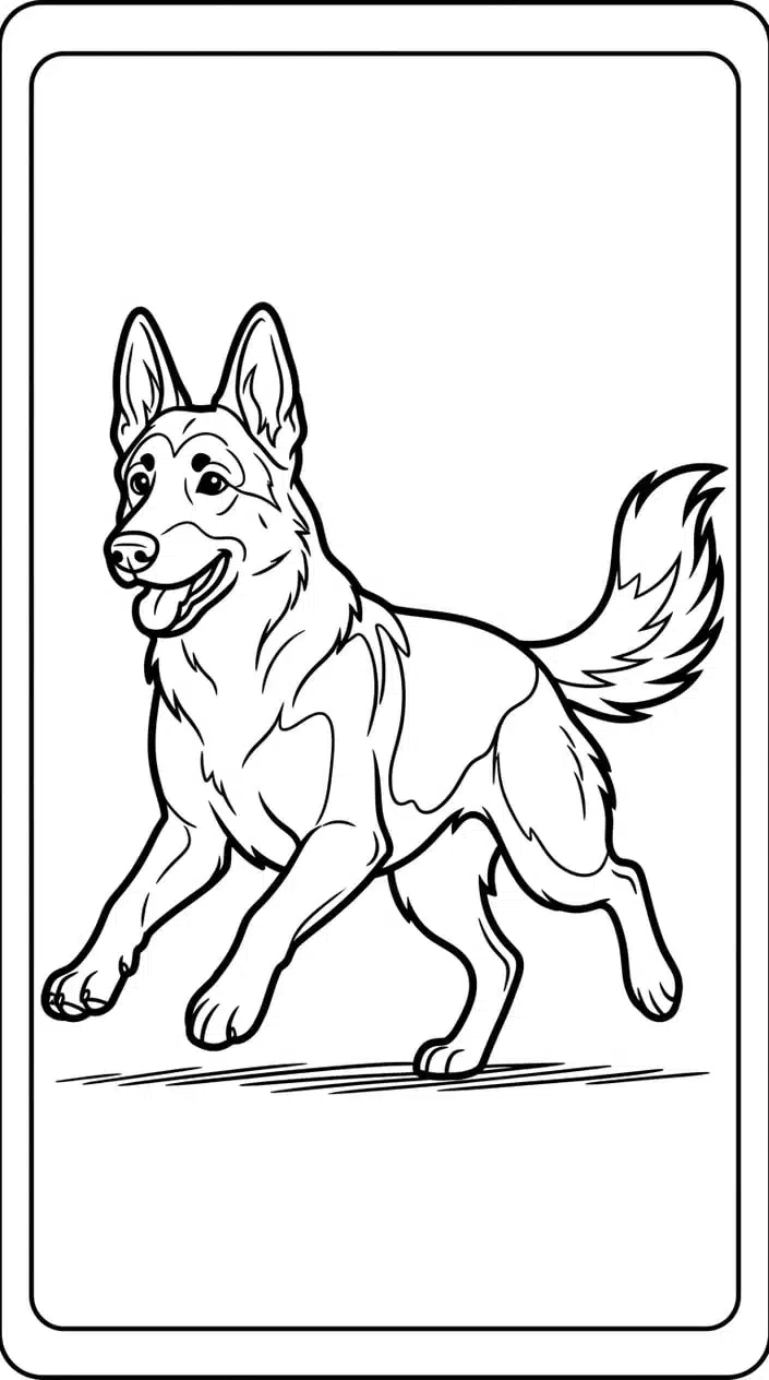 German Shepherd Coloring Pages for Kids 1 German Shepherd Running in a Field Coloring Page
