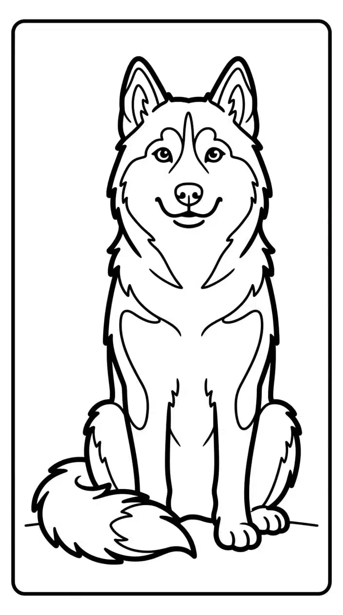 Husky Coloring Pages Free PDF Printables for Kids 1 Husky Sitting in the Snow Coloring Page