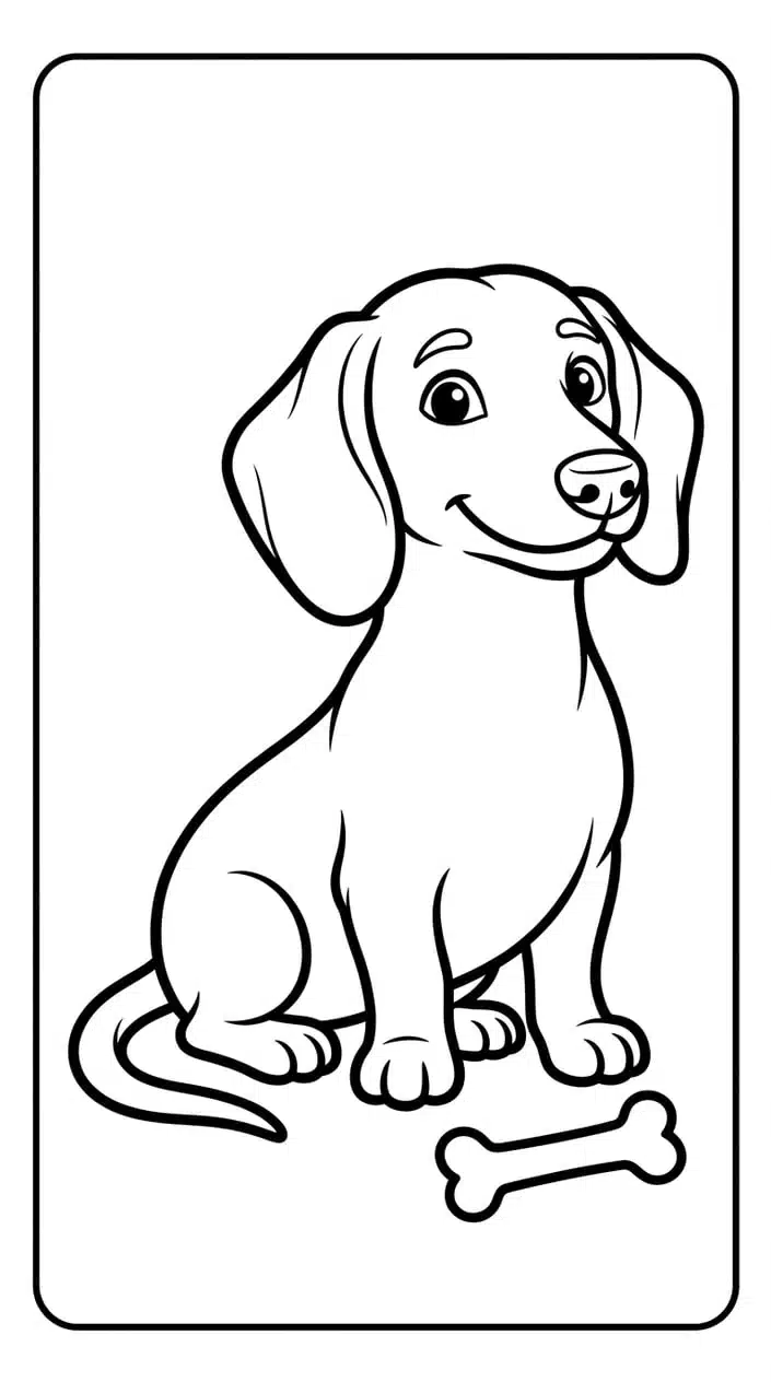 Cute Dachshund Puppy Coloring Pages for Kids 10 Dachshund Puppy Sitting with a Bone Coloring Page