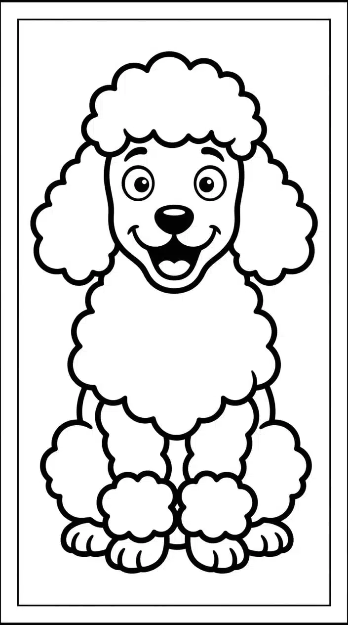 Fluffy Poodle Coloring Pages for Kids 10 Fluffy Poodle Surprised Expression Coloring Page