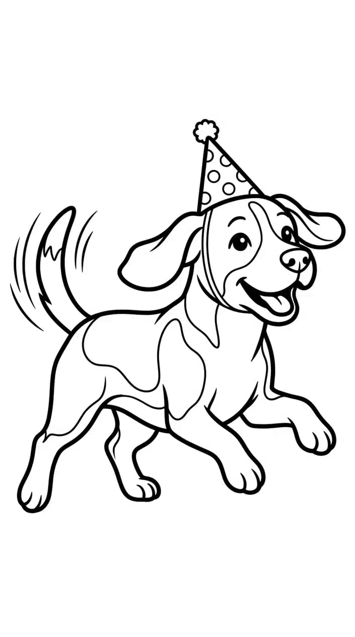 Fun Beagle Coloring Pages to Print for Kids 10 Beagle Wearing a Party Hat Coloring Page