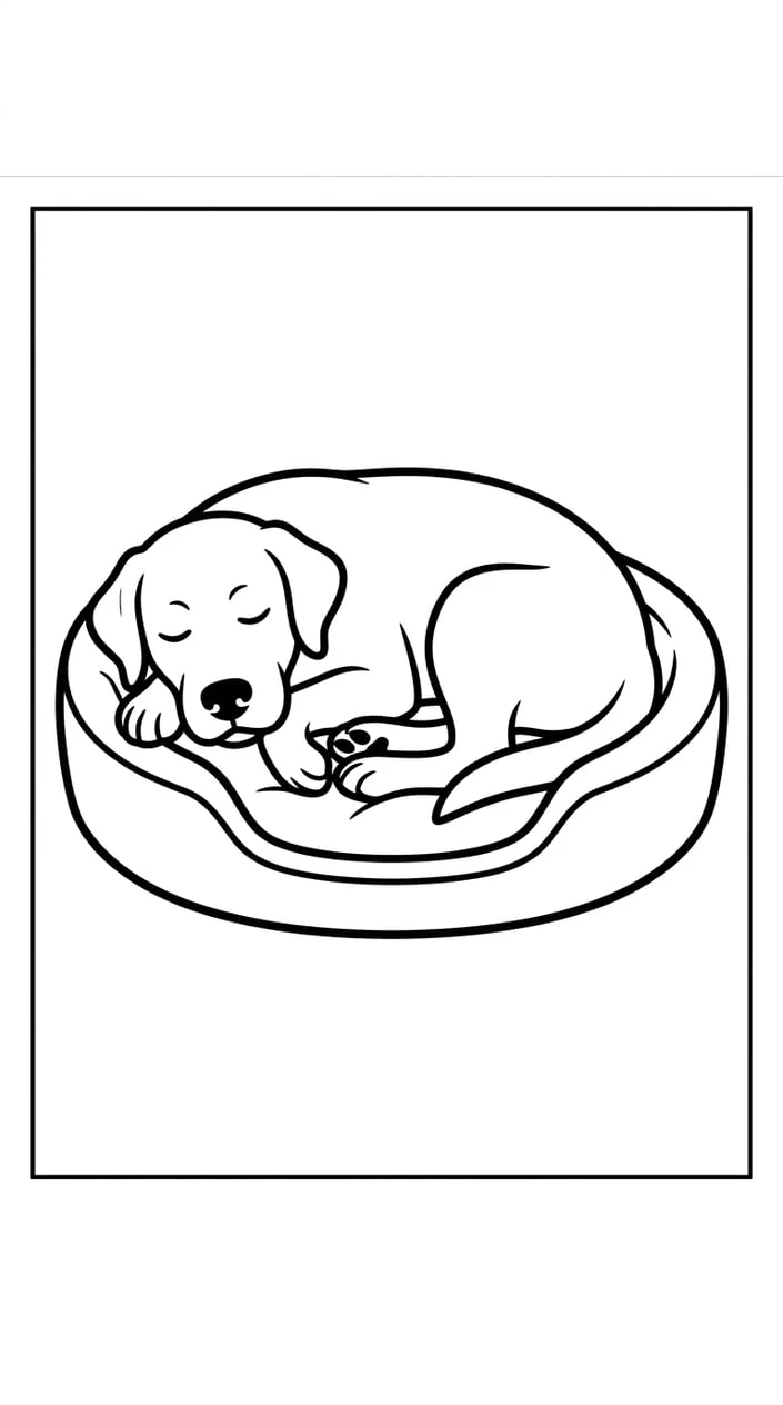 Cute Labrador Retriever Coloring Pages Free Printable PDF 2 Labrador Retriever Sleeping in a Dog Bed Coloring Page