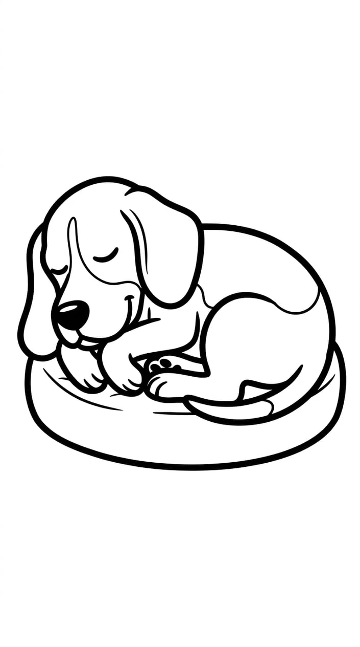 Fun Beagle Coloring Pages to Print for Kids 2 Beagle Sleeping in a Cozy Bed Coloring Page