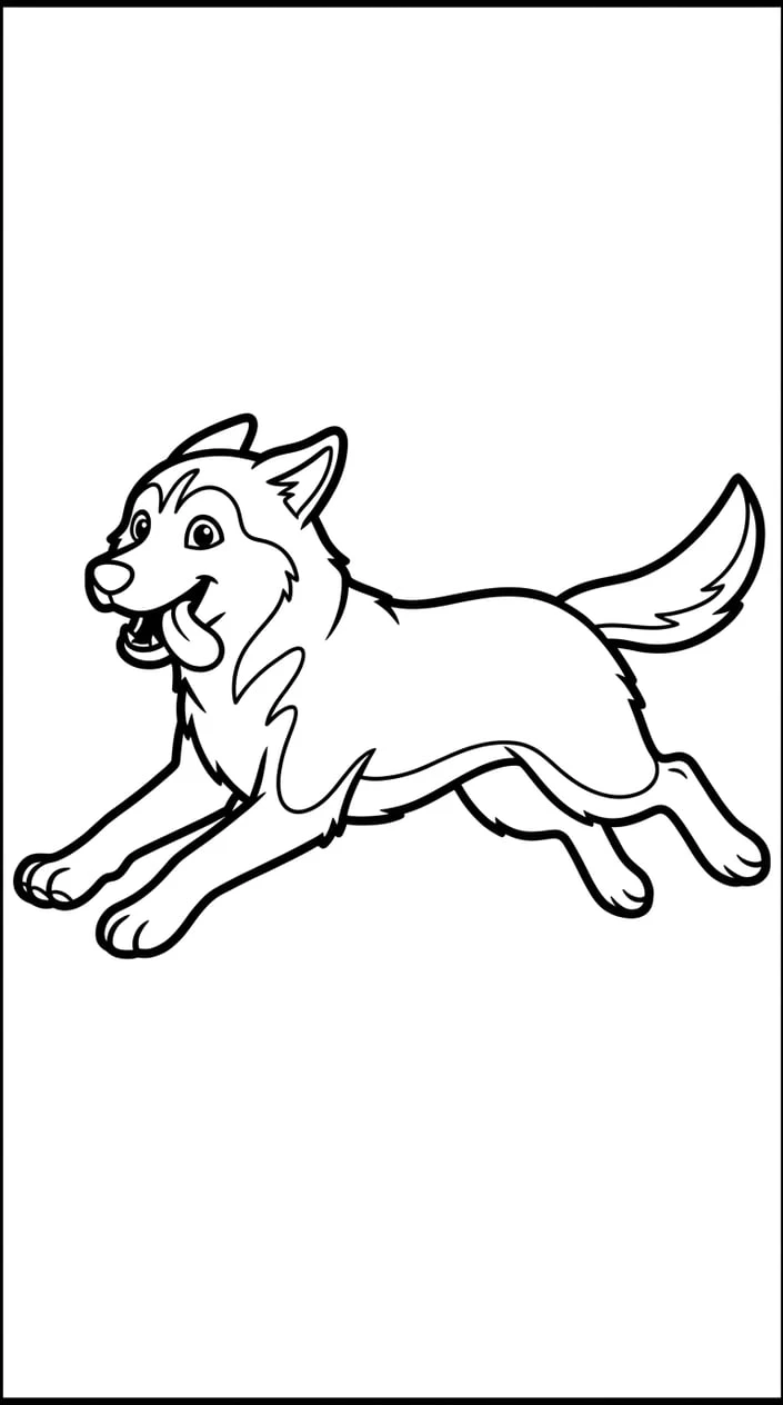 Husky Coloring Pages Free PDF Printables for Kids 2 Husky Running Through the Forest Coloring Page