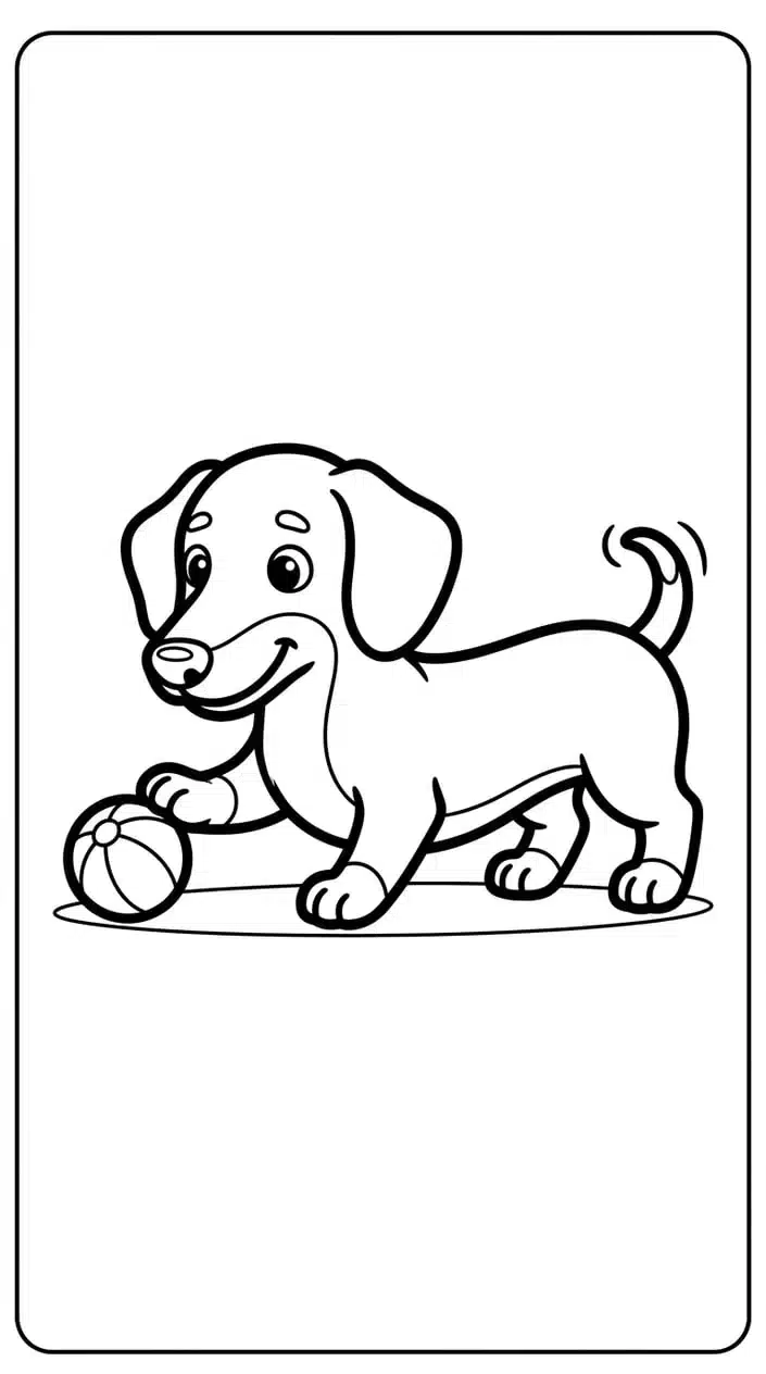 Cute Dachshund Puppy Coloring Pages for Kids 4 Dachshund Puppy Playing with a Ball Coloring Page