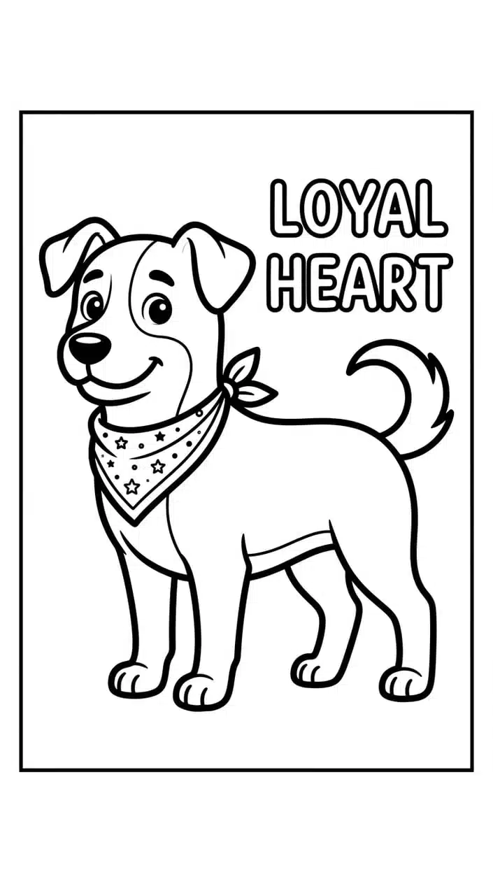 Dog Quote Coloring Pages That Celebrate Furry Best Friends 4 Dog Wearing a Bandana with 'Loyal Heart' Quote Coloring Page