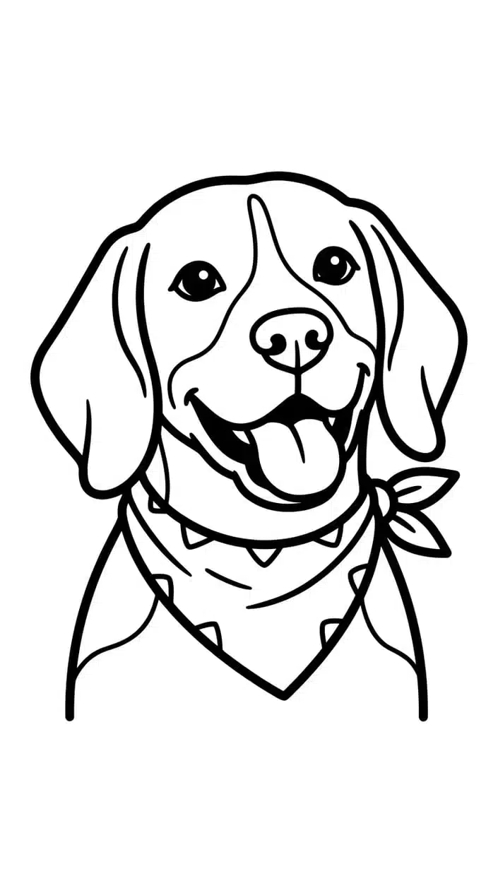 Fun Beagle Coloring Pages to Print for Kids 4 Beagle Wearing a Bandana Coloring Page