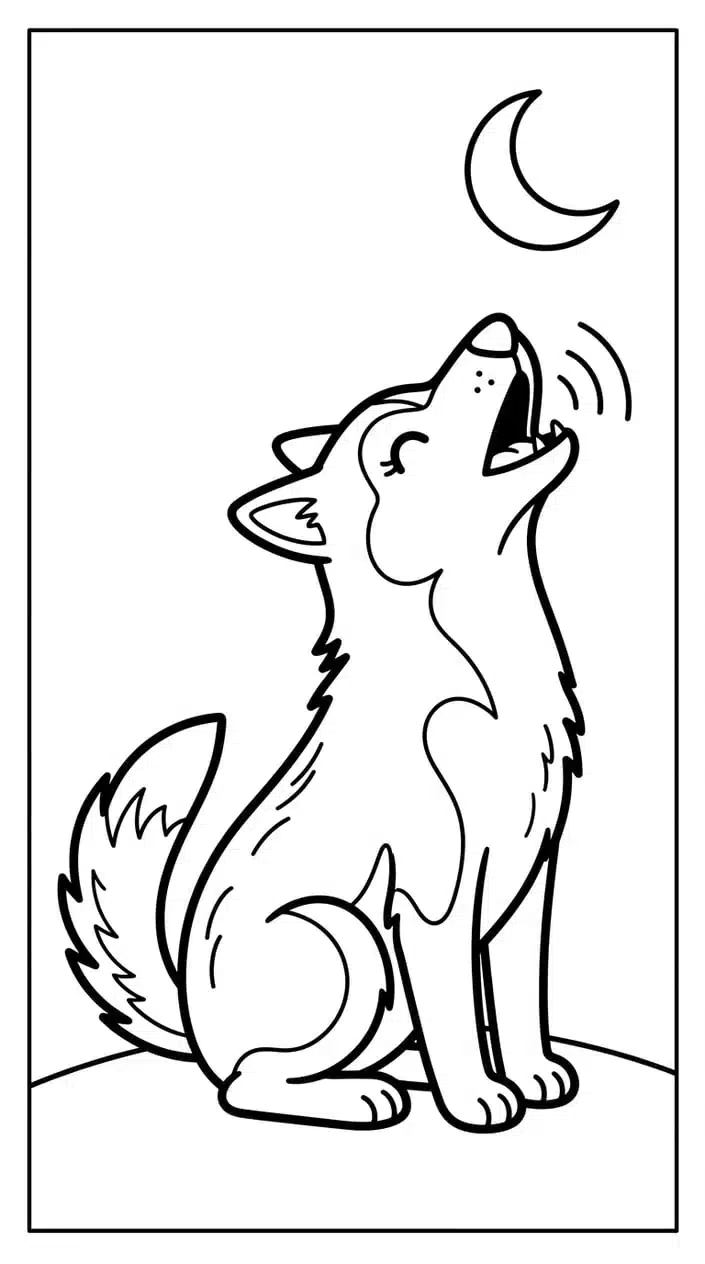 Husky Coloring Pages Free PDF Printables for Kids 4 Husky Howling at the Moon Coloring Page