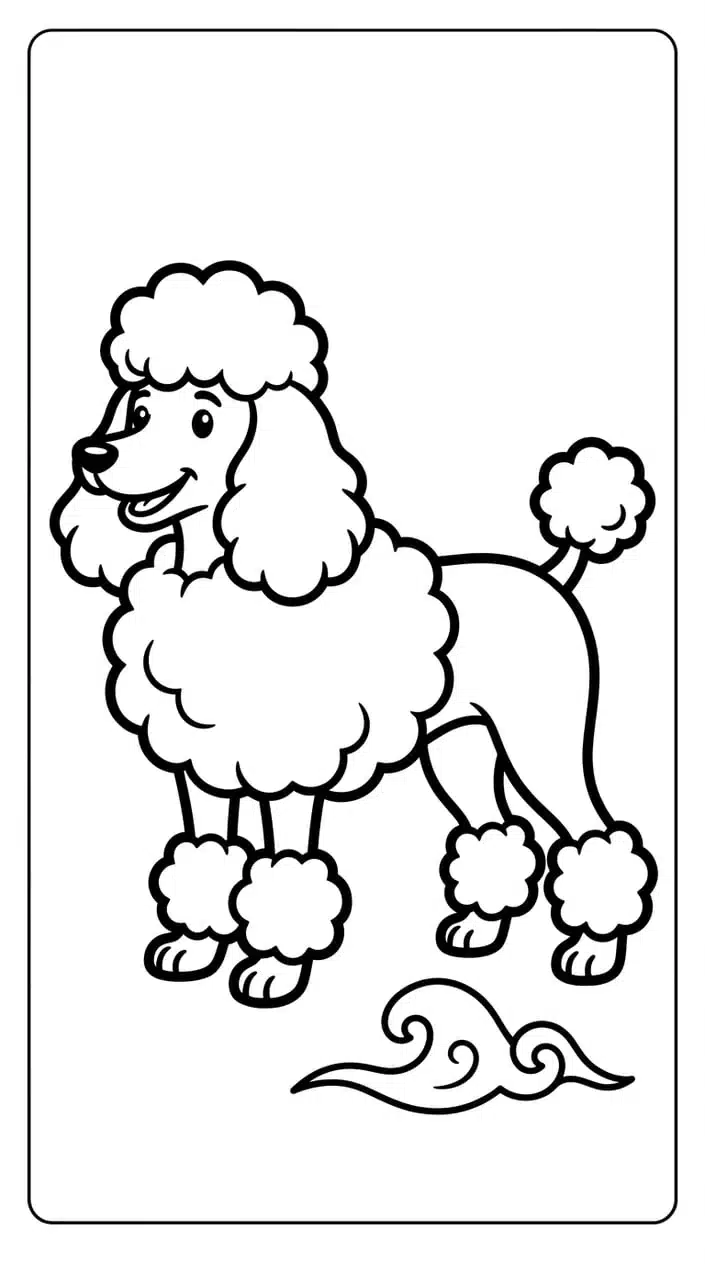 Fluffy Poodle Coloring Pages for Kids 5 Fluffy Poodle at the Beach Coloring Page