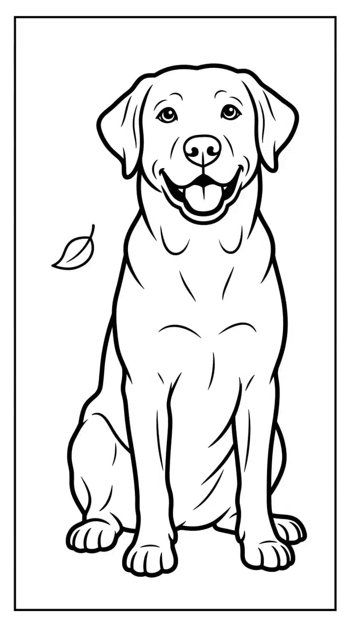 Cute Labrador Retriever Coloring Pages Free Printable PDF 6 Labrador Retriever Sitting in Autumn Leaves Coloring Page