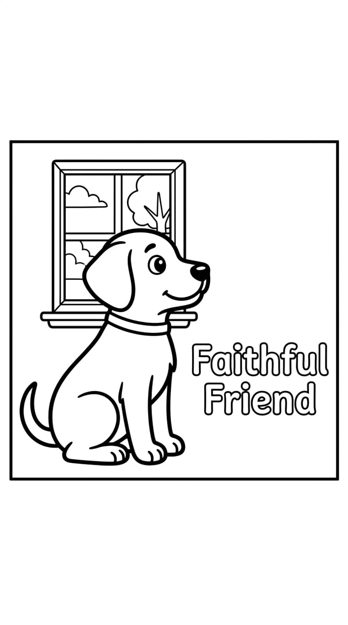 Dog Quote Coloring Pages That Celebrate Furry Best Friends 6 Dog Sitting by a Window with 'Faithful Friend' Quote Coloring Page