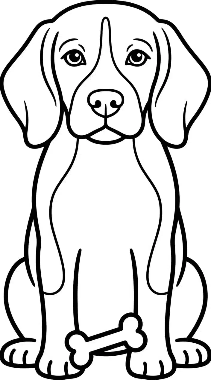 Fun Beagle Coloring Pages to Print for Kids 6 Beagle Sitting with a Bone Coloring Page