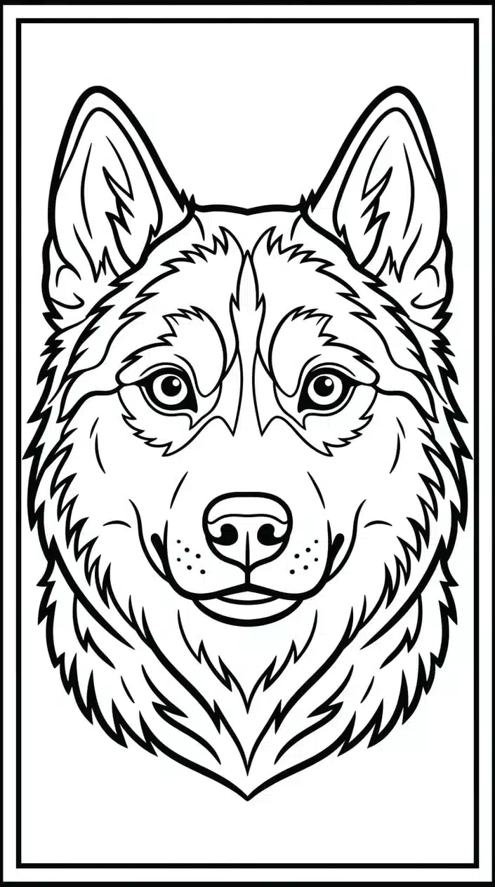 Husky Coloring Pages Free PDF Printables for Kids 6 Husky Face Close-Up Portrait Coloring Page