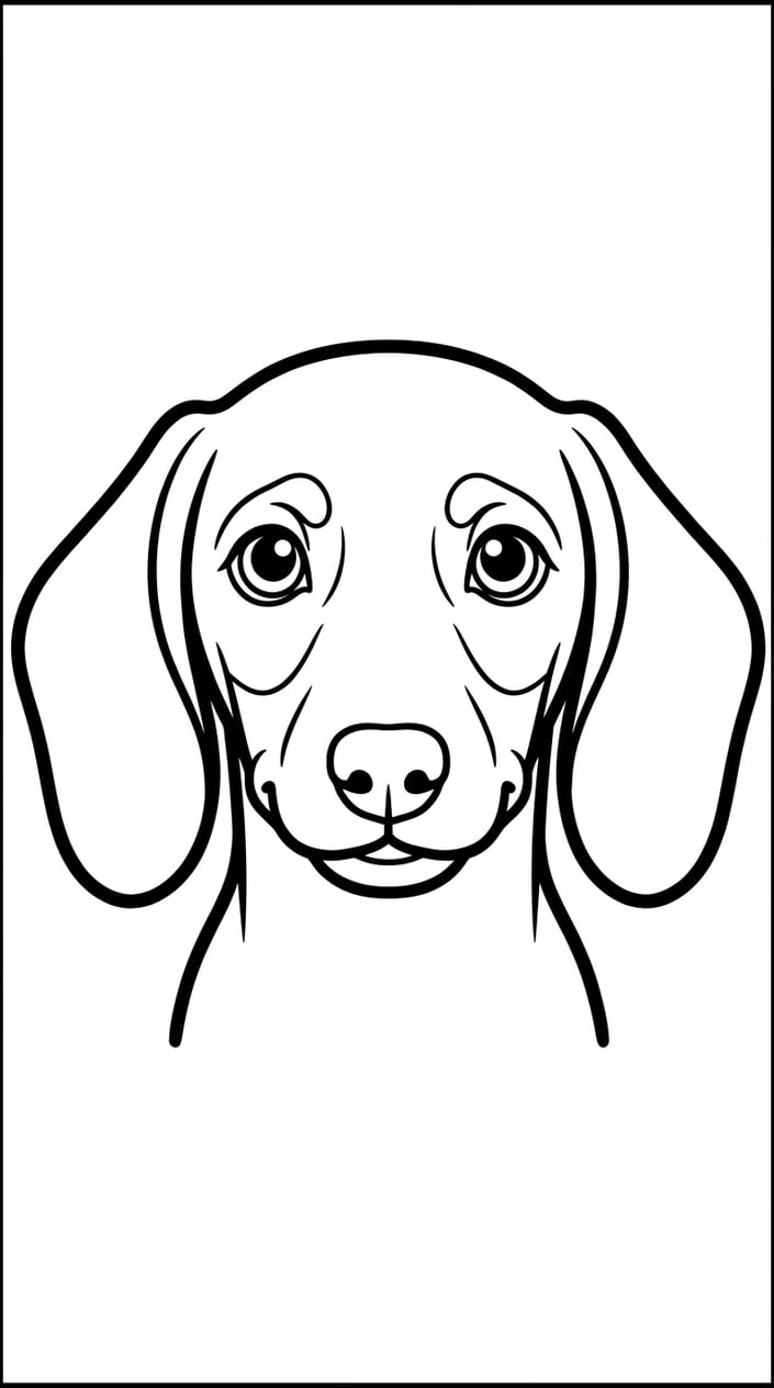 Cute Dachshund Puppy Coloring Pages for Kids 7 Dachshund Puppy Close-Up Portrait Coloring Page