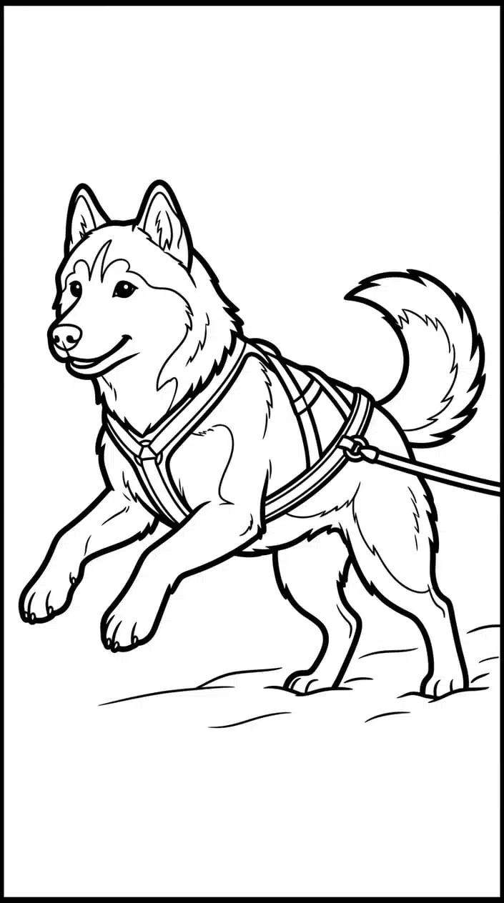 Husky Coloring Pages Free PDF Printables for Kids 7 Husky Pulling a Sled Coloring Page