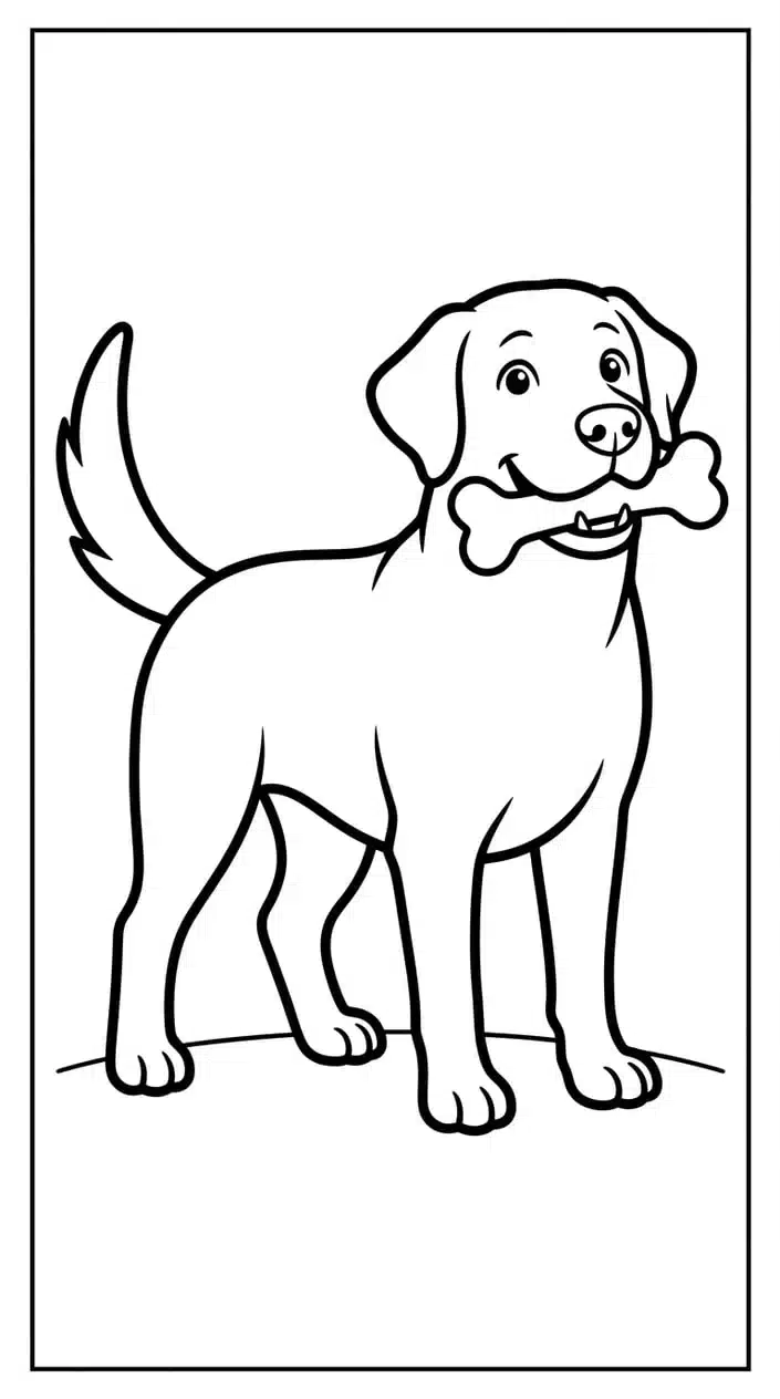 Cute Labrador Retriever Coloring Pages Free Printable PDF 8 Labrador Retriever Holding a Bone Coloring Page