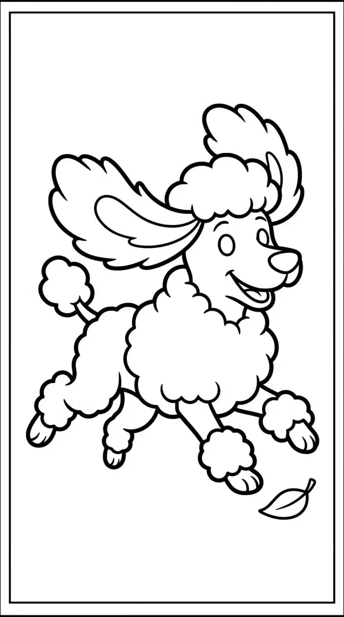 Fluffy Poodle Coloring Pages for Kids 8 Fluffy Poodle Running in the Park Coloring Page