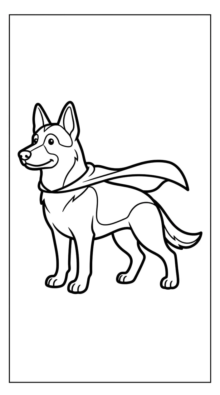 German Shepherd Coloring Pages for Kids 8 German Shepherd Wearing a Superhero Cape Coloring Page