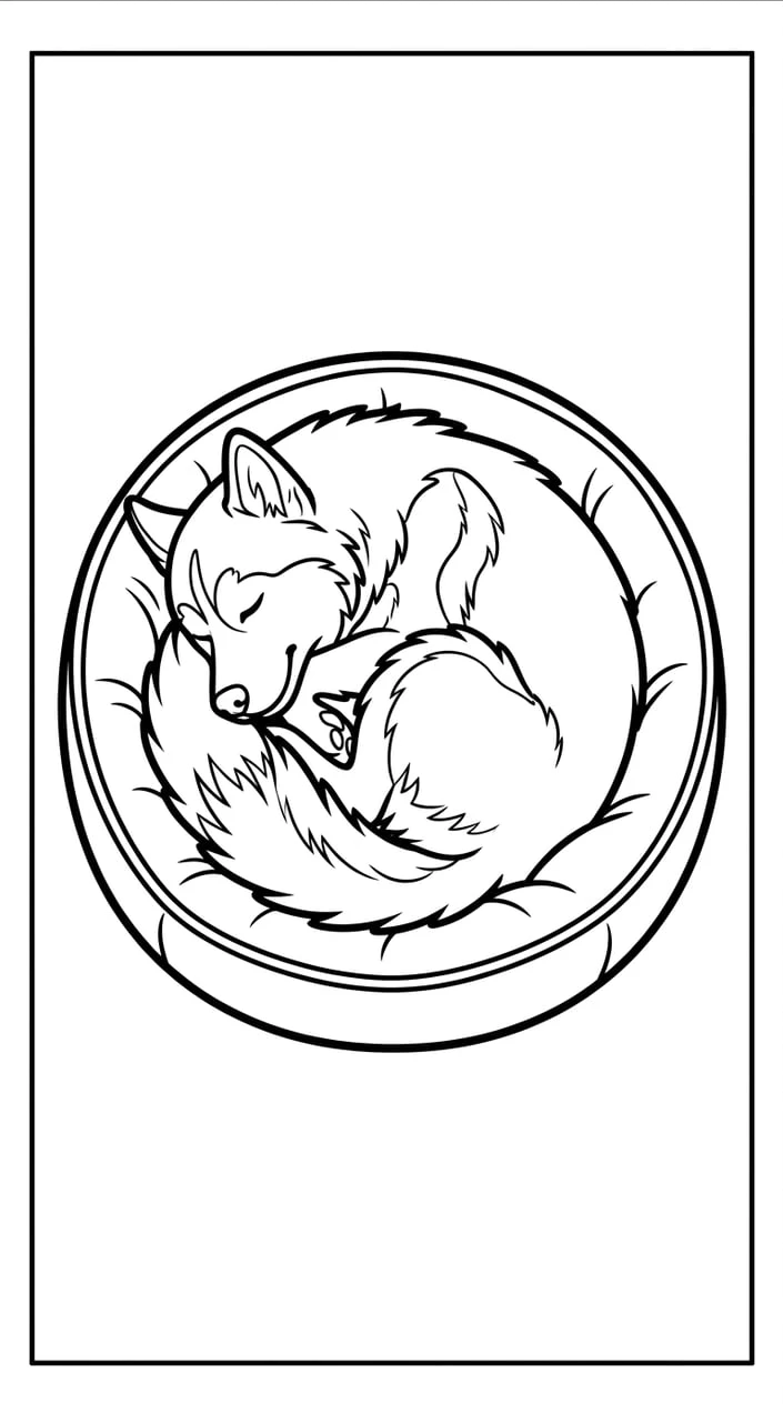 Husky Coloring Pages Free PDF Printables for Kids 8 Husky Sleeping in a Cozy Bed Coloring Page