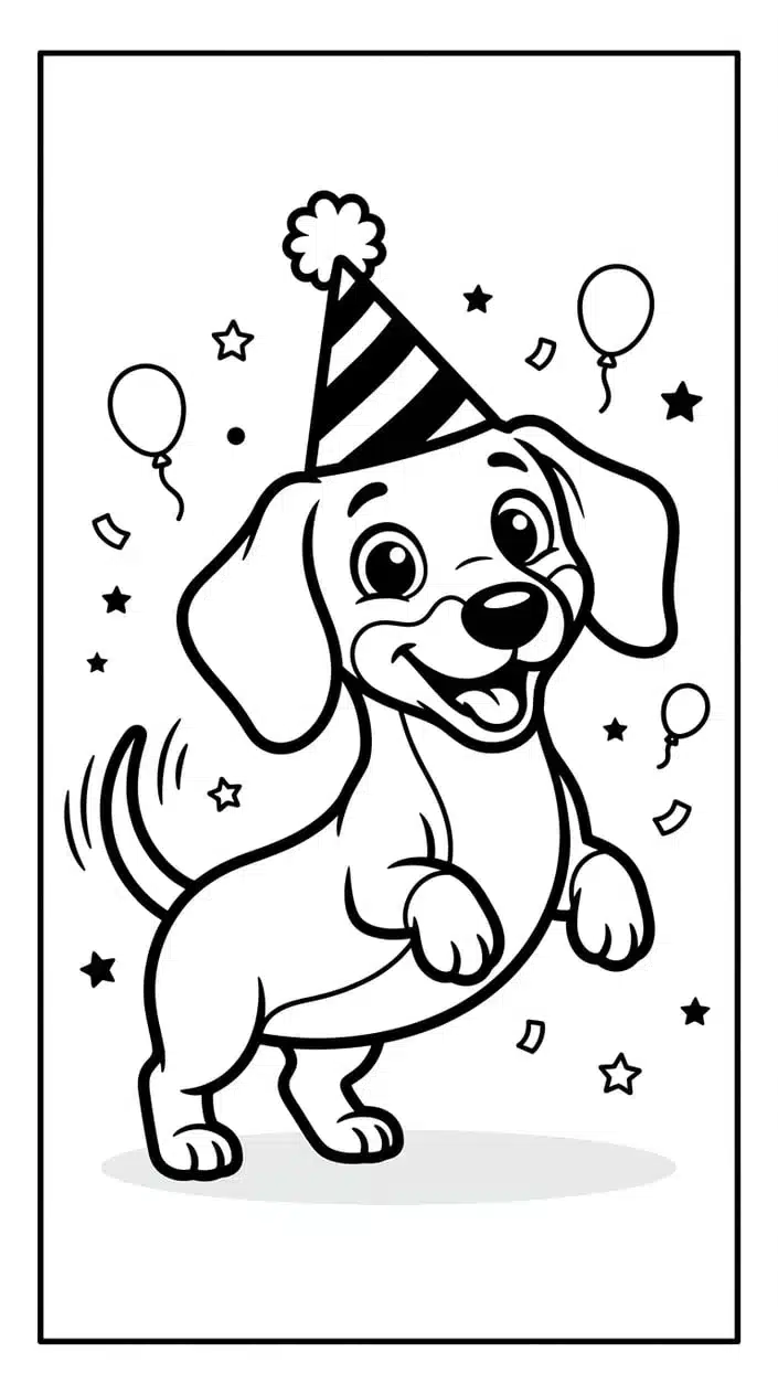 Cute Dachshund Puppy Coloring Pages for Kids 9 Dachshund Puppy at a Birthday Party Coloring Page