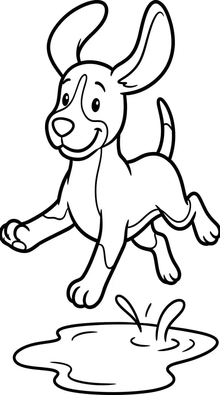Fun Beagle Coloring Pages to Print for Kids 9 Beagle Splashing in a Puddle Coloring Page