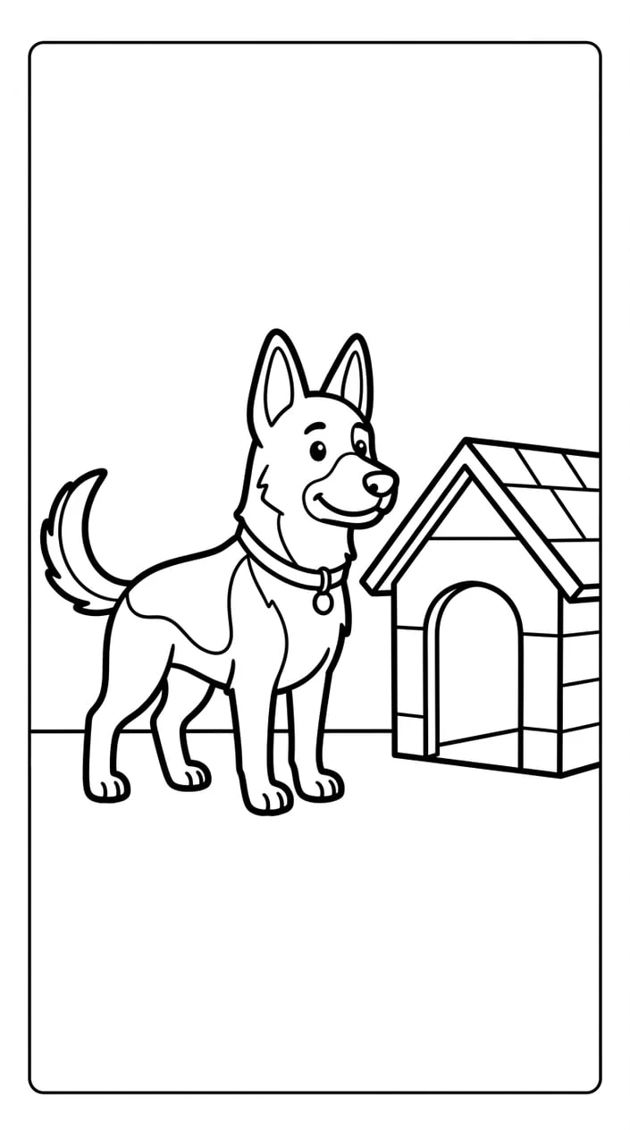 German Shepherd Coloring Pages for Kids 9 German Shepherd Standing Guard at Home Coloring Page